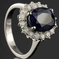 Safir og brillant ring.