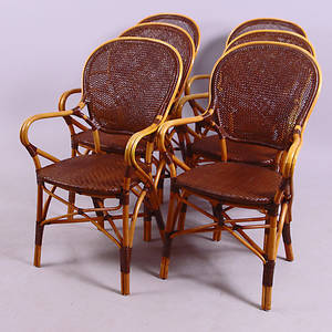 STOLAR, 6 stycken, rotting med brunt nät i rygg och sits.