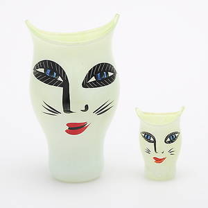 VASER, 2 st, glas, Open Mind, Ulrica Hydman-Vallien, Kosta Boda, signerade.