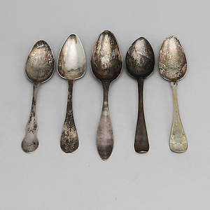 MATSKEDAR, 5 st, silver 17-1800-tal, ca 190 gram.