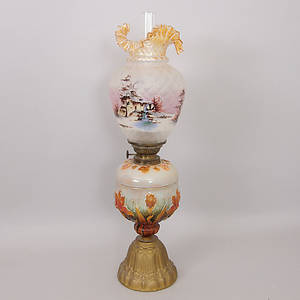 BORDSFOTOGENLAMPA, majolika, sent 1800-tal.