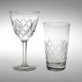 VINGLAS samt ÖLGLAS, 10 delar, slipad dekor, modell Bror, 1900-talets början.