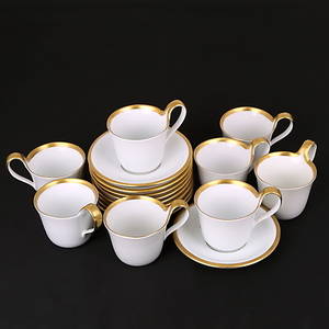 KAFFESERVIS, 9 delar, Porslin, Golden sun Sigvard Bernadotte, Bing  Gröndahl.