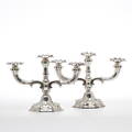 KANDELBRAR 1 par, silver, C G Hallberg Stockholm 1945 respektive 1951.