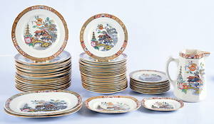 MATSERVIS, 55 delar, flintgods, Japan, Rörstrand, 18001900-tal.