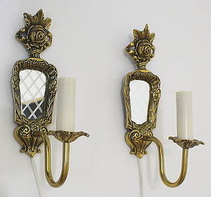 LAMPETTER, ett par, mässing med spegel.