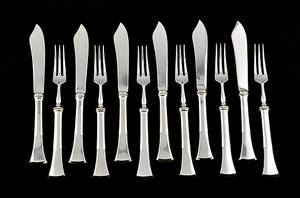 OBSTBESTECK für 6 Personen, 800er Silber, Wien Österreich.