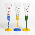 SNAPSGLAS, 3 st,  Clown, Anne Nilsson, Orrefors. Signerade.