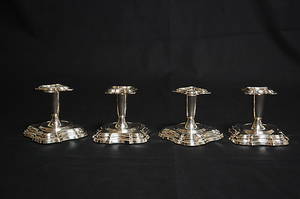 LJUSSTAKAR, 4 st, silver, rokokostil, 1900-tal.