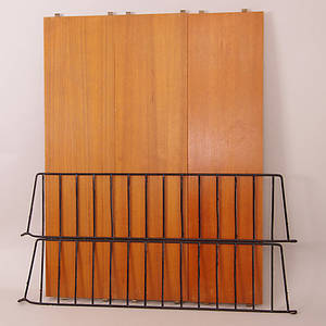 STRINGHYLLA, teak, 2 gavlar med 3 hyllor.