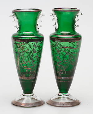 VASER, ett par, glas, Murano, Italien, 1900-tal.