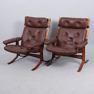 FÅTÖLJER, 1 par, brunt skinn.