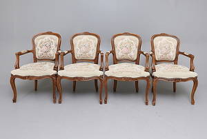 KARMSTOLAR, 4 st, rokokostil.