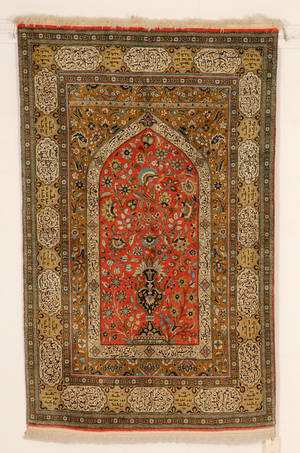 Persisk Qum silketæppe, 170x106 cm.