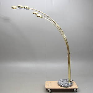 GOLVLAMPA, 5 ljuspunkter, gulmetall, 1900-tal.