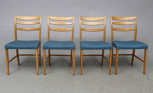 STOLAR, 4 st, Carl Malmsten, Janssons möbelfabrik, Skillingaryd, 1900-talets andra hälft.