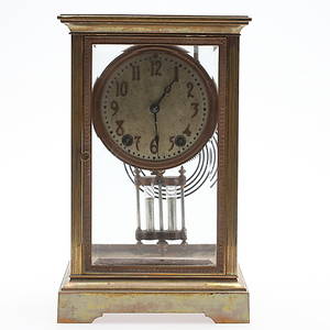 BORDSUR, glas samt mässing, Seth Thomas, USA, 1900-talets första hälft.