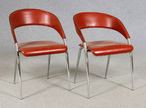 Stolar, rödbrunt skinn, 2 st