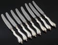 Dansk sølvsmed. Frokostknive med skafter af sølv 8