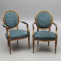 KARMSTOLAR, ett par, Louis XVI-stil, 1900-talets andra hälft.