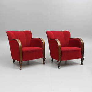 FÅTÖLJER, ett par, funkis, 1900-talets första hälft.