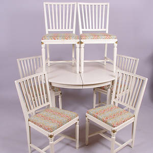 MATSALSGRUPP, vitmålad, gustaviansk stil, 1900-tal.