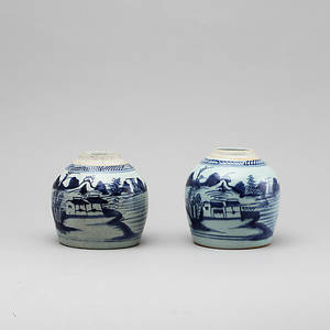 BOJANER, 2 st, porslin, Kina, 1800-tal.