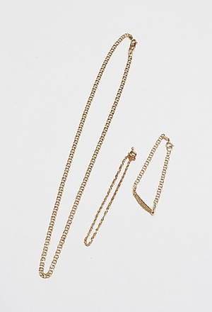 HALSBAND, 1 st samt ARMBAND, 2 st, 18k guld, vikt ca 8,3 gr.