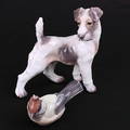 FIGURINER, porslin, 2 st, hund, fågel, Dahl Jensen, danmark.