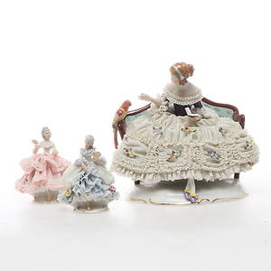 FIGURINER, 3 st, porslin. Tyskland.