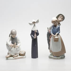 FIGURINER, 3 st, NAO samt Lladro, Spanien.