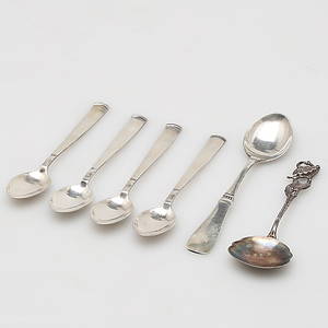 TESKEDAR i silver, 6 st, bl, a Rosenholm Jacob Ängman GAB.