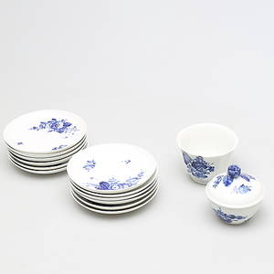 PARTI PORSLIN, 14 delar, Blå Blomst Royal Copenhagen, Denmark.