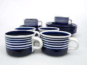 KAFFESERVIS, porslin, 18 delar, Kobolt, Gustavsberg.