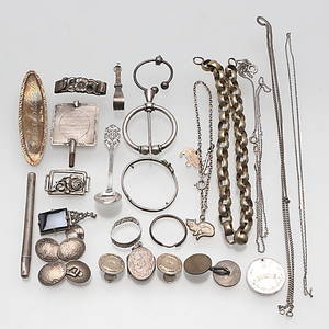 DIVERSE SILVERFÖREMÅL, 27 st, totalvikt ca 87 gram.