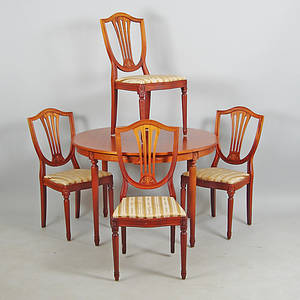 MATGRUPP, mahogny, gustaviansk stil, 1900-tal.