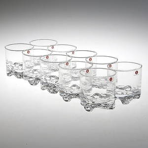 WHISKYGLAS, 10 st, modell Gaissa, Tapio Wirkkala, Iittala, Finland. 1900-tal.