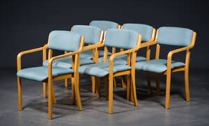 Dansk møbelproducent, seks armstole af bøg