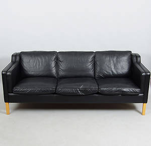 SOFFA, Stouby, svart läder.
