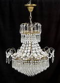 LJUSKRONA MED PRISMOR, empirstil, 6 ljuspunkter, 1900-tal.