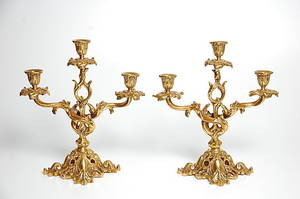 KANDELABER, 1 par, rokokostil, 1900-tal.