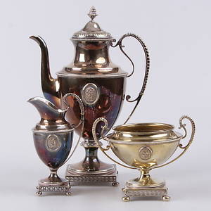 KAFFESERVIS, 3 delar, nysilver, Stockholm, 1900-tal.