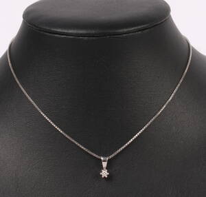 Brillantvedhæng m venezia kæde, 14 kt hvidguld, 0.05 ct 2 2