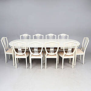 MATSALSMÖBEL, 11 delar, gustaviansk stil, 1900-tal.