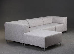 Modulsofa, 3-personers sofa med chaiselong. Model Ibiza, grå
