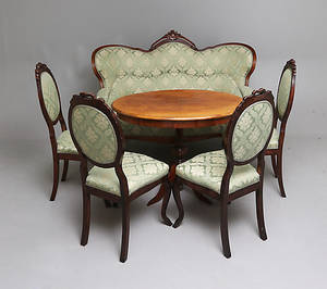 SOFFGRUPP, 6 delar, rokokostil, 181900-tal.