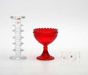 GLASFÖREMÅL, 3 delar, Iittala, 1900-tal.