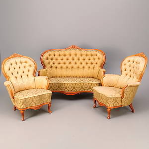 SALONGSGRUPP 3 delar, nyrokokostil, 1900-tal.