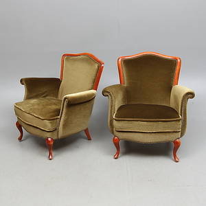 FÅTÖLJER, 1 par, rokokostil, 1900-tal.