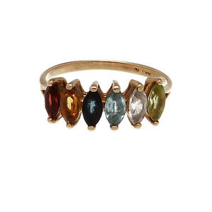 RING, 14k guld med färgade stenar.